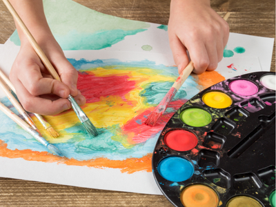 Photo of a child painting