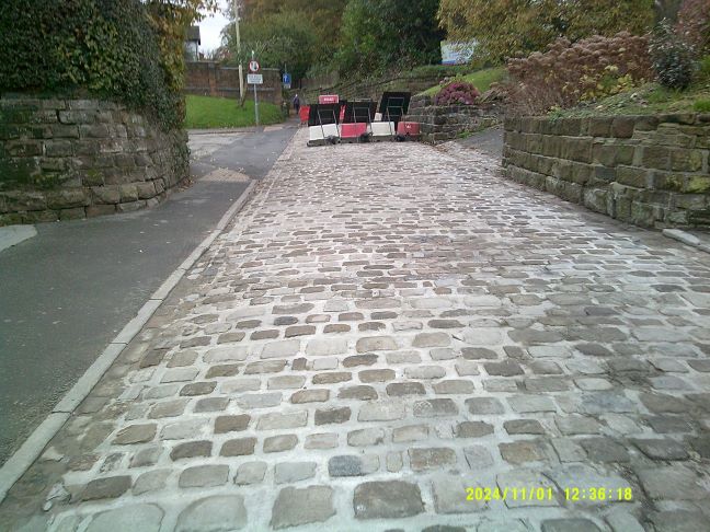 Sett laying in progress in Pepper Street Lymm November 2024