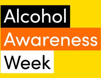 Image of the Alcohol Awareness Week logo, which features a yellow background and text.