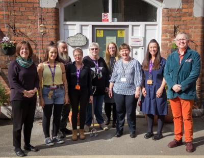 Cllr Maureen McLaughlin, Warrington Borough Council's Head of service for Addictions & Chaotic Lifestyles, CGL/Pathways to recovery services manager, lead nurse, criminal justice lead & volunteers all pictured together for the launch of the new contract.